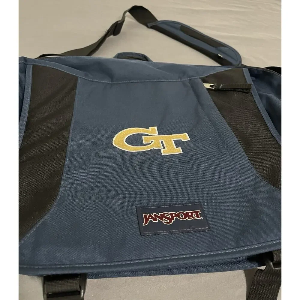 Jansport Georgia Tech GT Embroidered Messenger Bag Navy Blue Excellent Cond